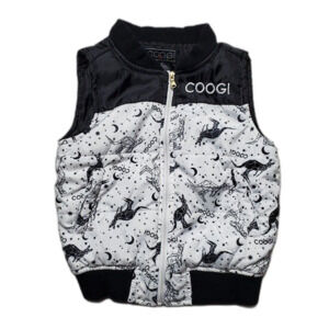 COOGI Kids Unisex Zippered Puffer Vest Kangaroo Print Black/White Size 3T